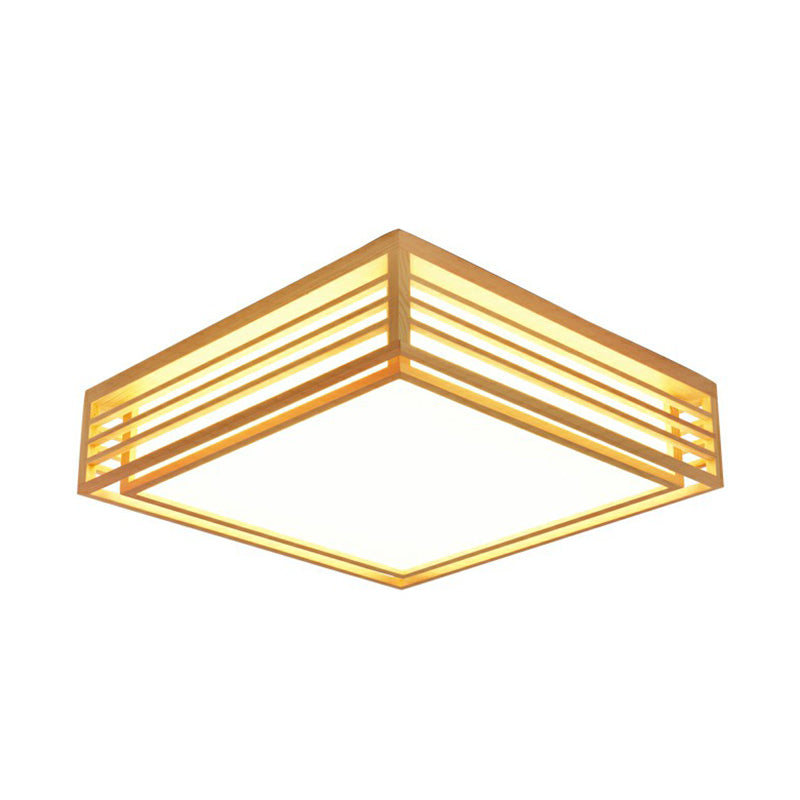 Plafón de techo cuadrado de madera Luminaria empotrada LED beige minimalista