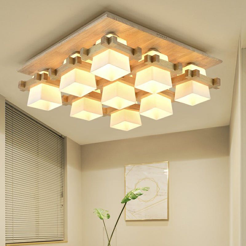 Vérification près du plafond Light Nordic Milk Glass Wood Mont Semi Flush Mount pour salle à manger