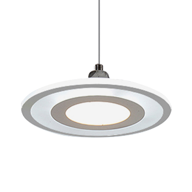 Pendentif contemporain LED Drop avec une nuance en acrylique Circle blanc plafond suspendu dans une lumière blanche extérieure chaude / blanche / intérieure