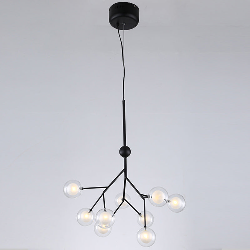Simplicity 9 Heads Chandelier Tree Branch Suspension Light with Dual Ball Glass Shade