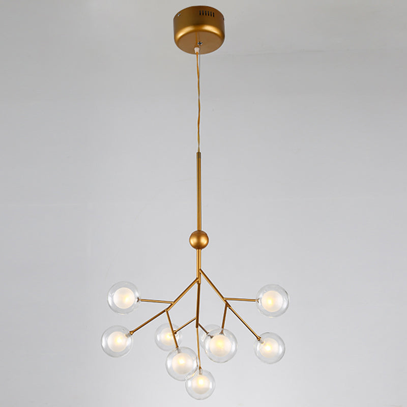 Simplicity 9 Heads Chandelier Tree Branch Suspension Light with Dual Ball Glass Shade