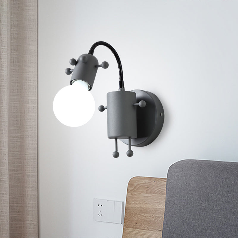 Flexibele giraf kinderen bedmuurlicht metaal 1 bol cartoon leeswandlamp met kaal bolontwerp