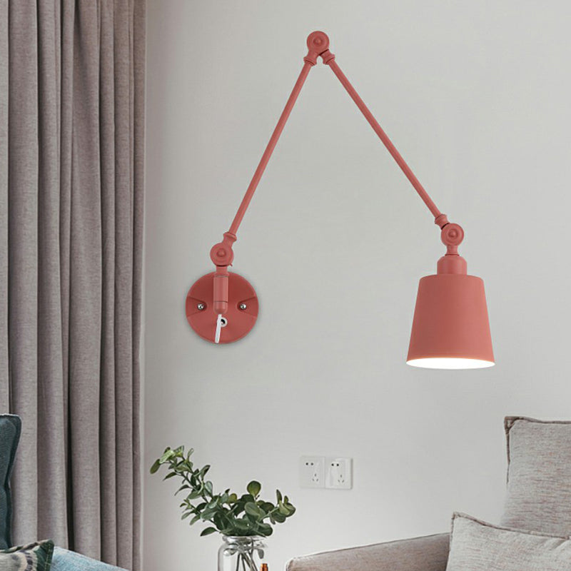 Verjüngte Aufgabe Wandleuchte nordisches Metall 1-Licht Wohnzimmer Wandmontage Licht mit Schwingarmarm
