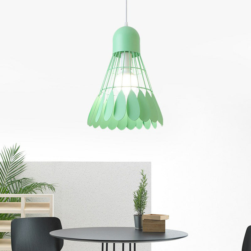 Badminton Pendant Light Fixture Macaron Iron 1-Bulb Hanging Lamp for Dining Room
