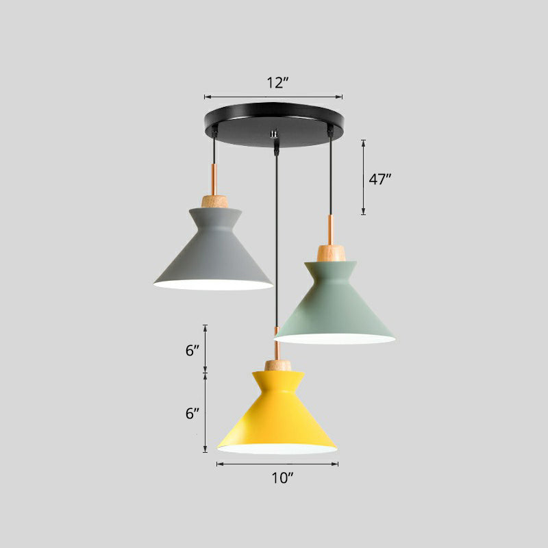 MACARON 3-Licht-Pendellampe Black Geometrisches Multi-Deckenleuchte mit Metallschatten für das Restaurant