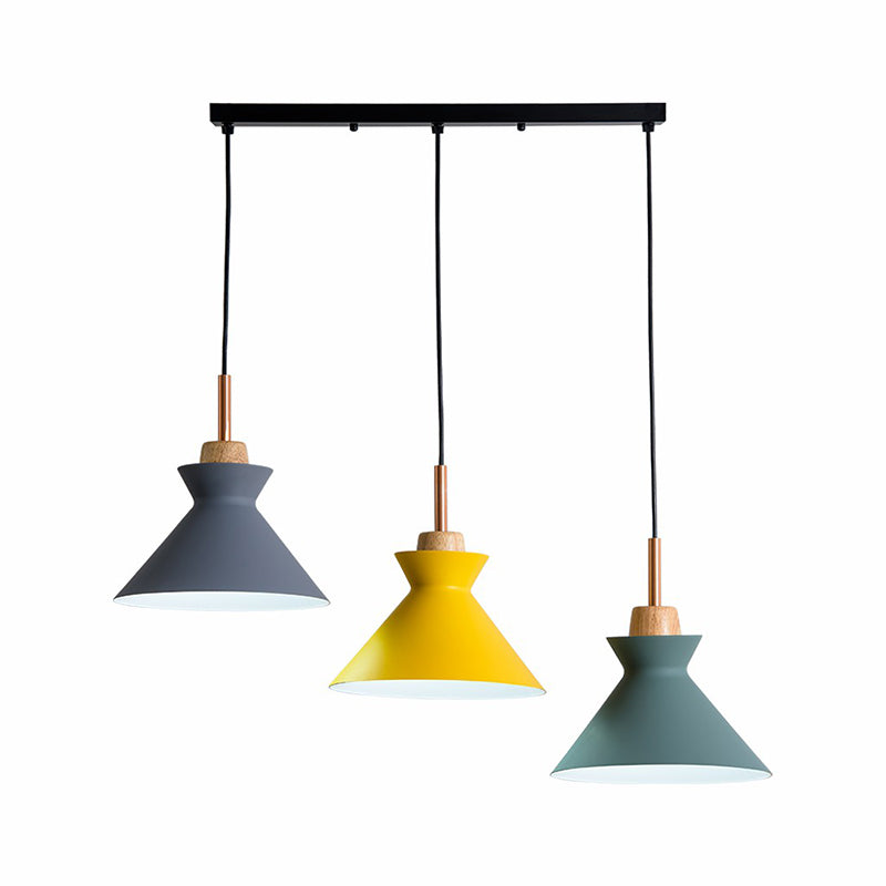 MACARON 3-Licht-Pendellampe Black Geometrisches Multi-Deckenleuchte mit Metallschatten für das Restaurant