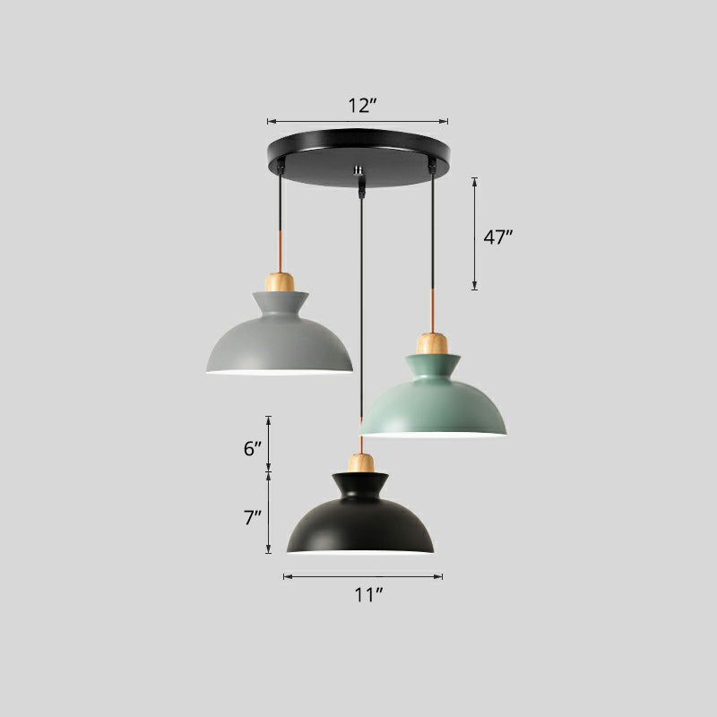 MACARON 3-Licht-Pendellampe Black Geometrisches Multi-Deckenleuchte mit Metallschatten für das Restaurant