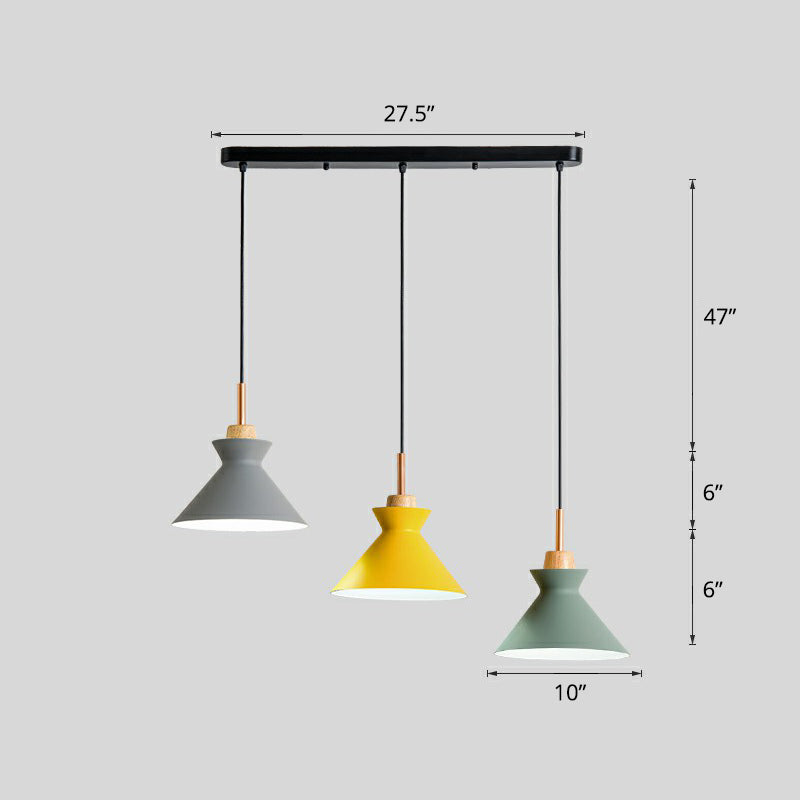 MACARON 3-Licht-Pendellampe Black Geometrisches Multi-Deckenleuchte mit Metallschatten für das Restaurant
