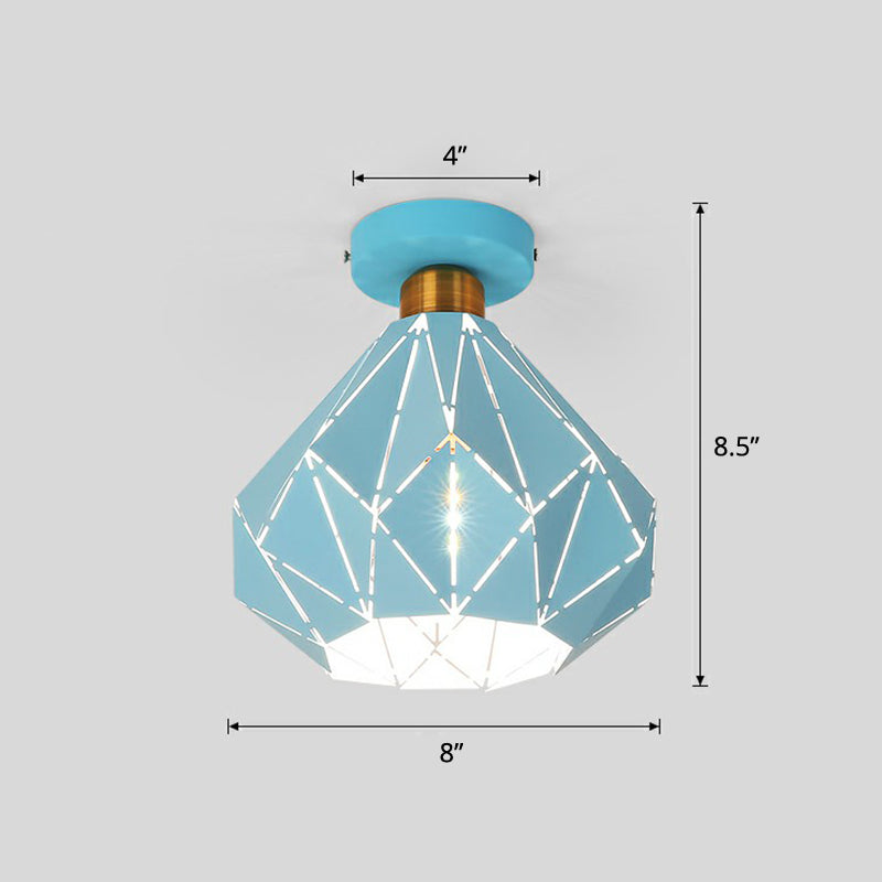 Diamantförmige Deckenlampenmakaron-Eisen-1-Kopf-Korridor Halbflush Mount Light