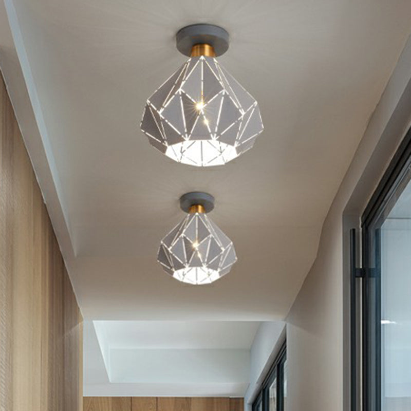 Diamantförmige Deckenlampenmakaron-Eisen-1-Kopf-Korridor Halbflush Mount Light