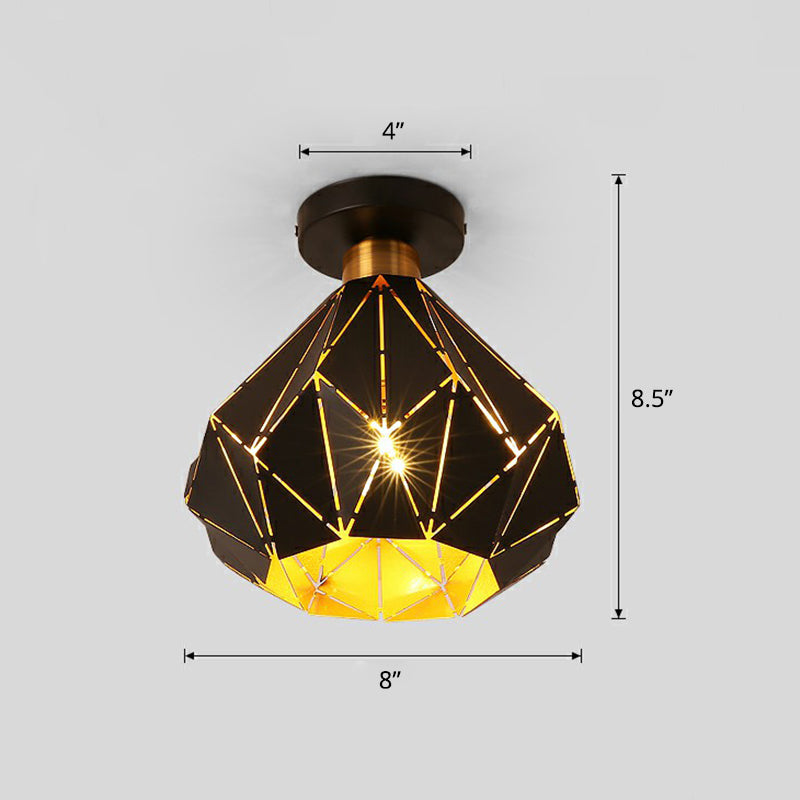 Diamantförmige Deckenlampenmakaron-Eisen-1-Kopf-Korridor Halbflush Mount Light