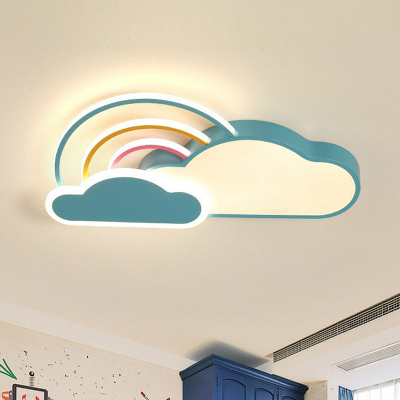 Cloud and Rainbow Kindergarten Flush Light Acrylic Cartoon LED Ceiling Mount Light Fixture