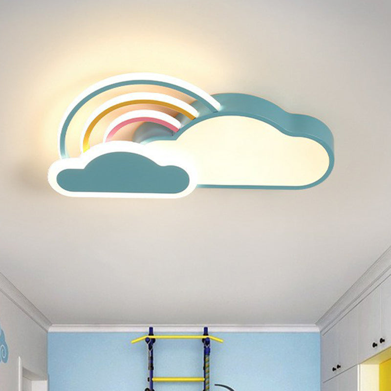 Cloud and Rainbow Kindergarten Flush Light Acrylic Cartoon LED Ceiling Mount Light Fixture