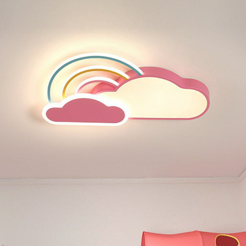 Cloud and Rainbow Kindergarten Flush Light Acrylic Cartoon LED Ceiling Mount Light Fixture