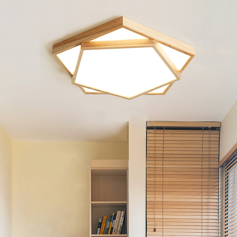 2-stufige Deckenleuchte aus Holz, nordische LED-Acryl-Deckenleuchte für Schlafzimmer