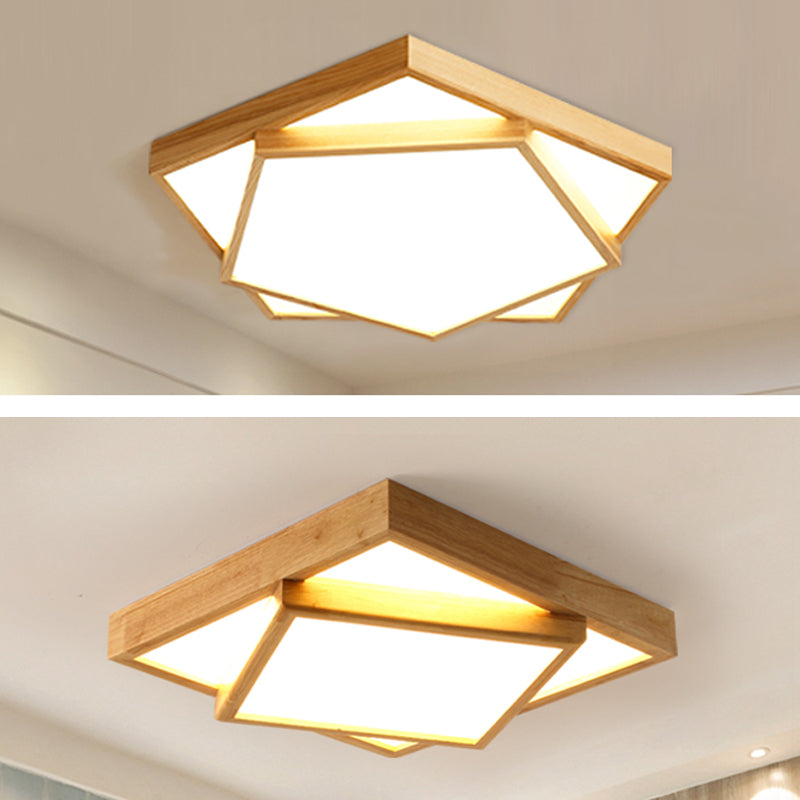 2-stufige Deckenleuchte aus Holz, nordische LED-Acryl-Deckenleuchte für Schlafzimmer