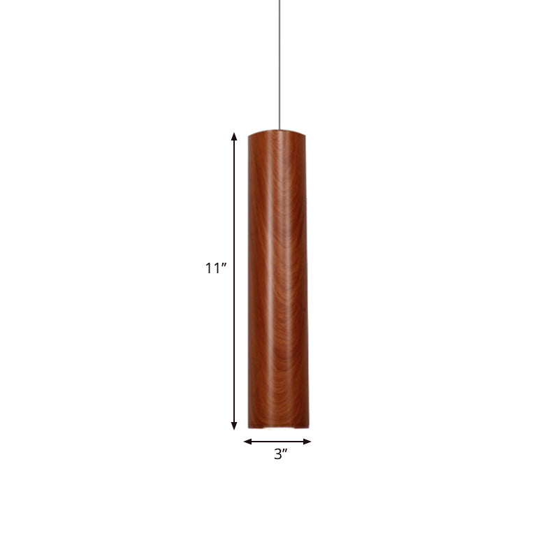 Luz de techo de cilindro con tono de grano de madera Metal Metal Brown Liver Light en cálido/blanco, 11 "/19"/27 "Altura