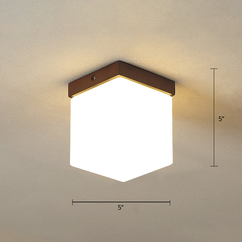 Modern geometrisch gevormd inbouwarmatuur Houten 1-lichts gangpadverzonken plafondlamp in bruin