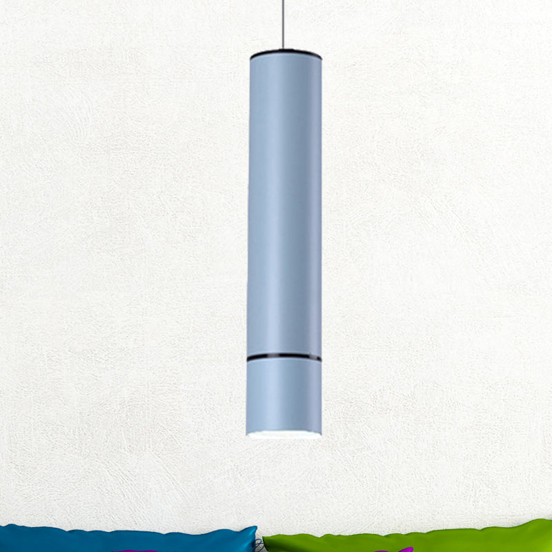 Nordic 1 Light Suspension Light with Metal Shade Pink/Blue/Green Pipe Ceiling Pendant Light in White/Warm/Natural Light