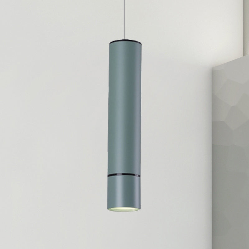 Nordic 1 Light Suspension Light with Metal Shade Pink/Blue/Green Pipe Ceiling Pendant Light in White/Warm/Natural Light