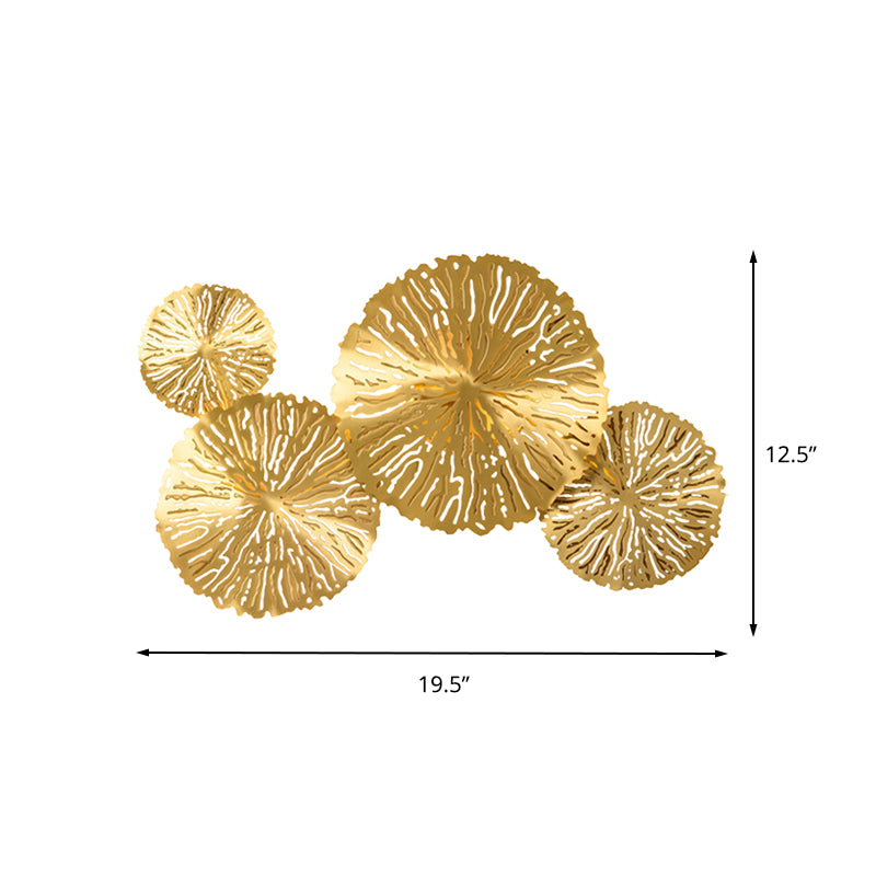 3 Bulbs Circular Sconce Lamp Tradition Metal Wall Lighting Fixture in Gold for Stair