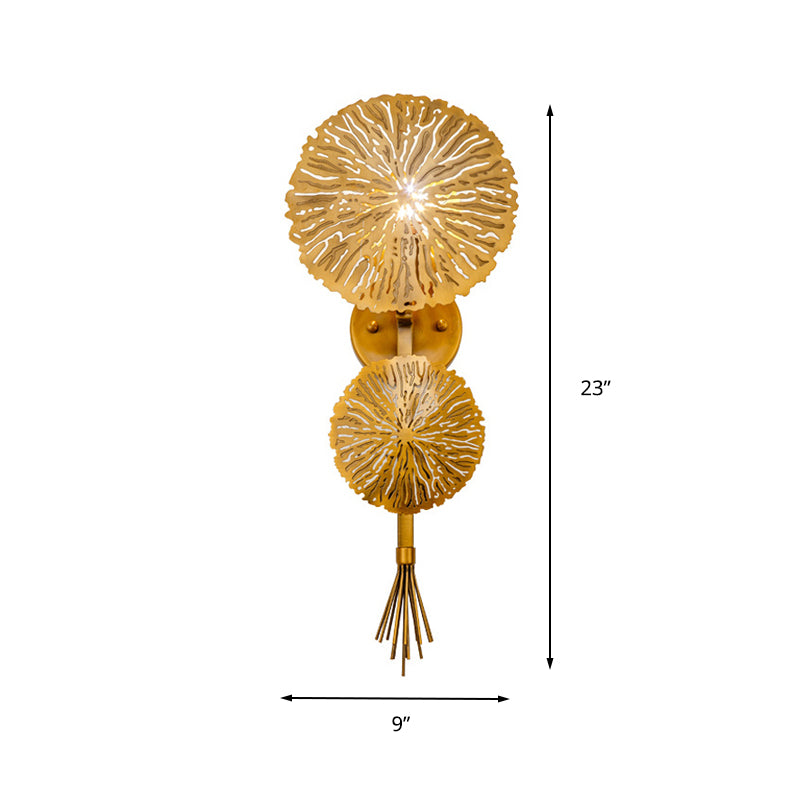 Traditional Round Wall Mount Lighting Metal 1 Head Wall Mounted Lamp in Gold