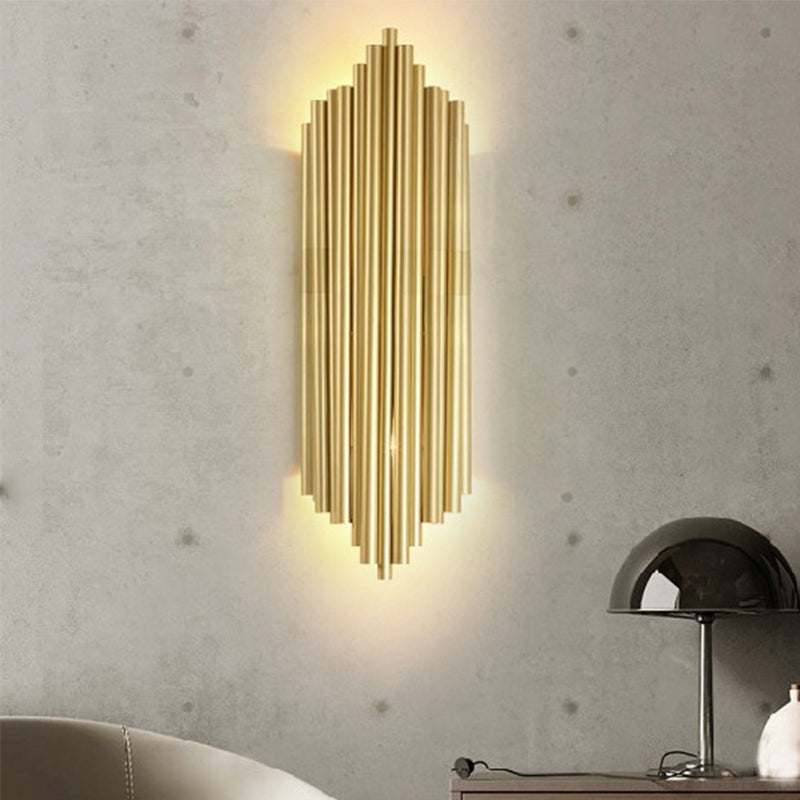 16"/19.5" Wide Pipe Sconce Light Traditionary Metal 4 Heads Gold Wall Lamp Fixture for Living Room