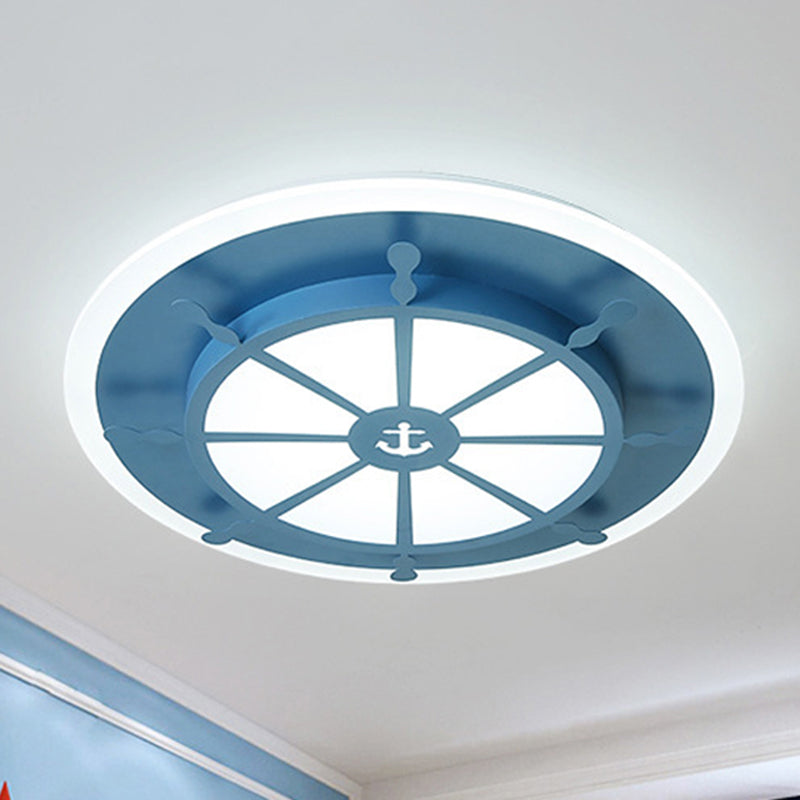 Compass Bathroom Bedroom Flush Ceiling Light Metal Nautical Ceiling Lamp with Anchor