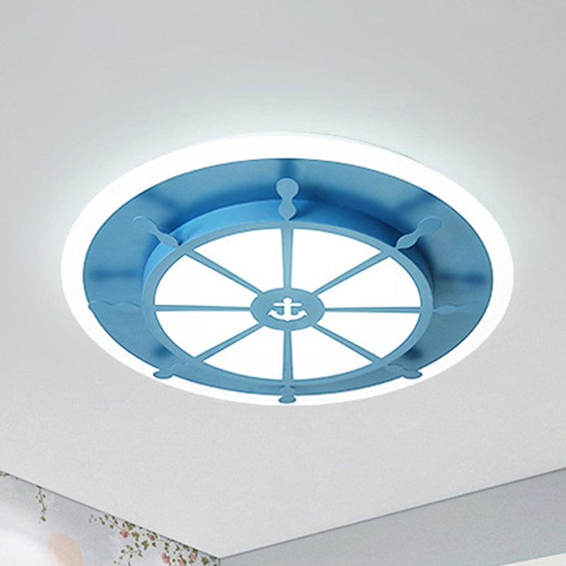Compass Bathroom Bedroom Flush Ceiling Light Metal Nautical Ceiling Lamp with Anchor