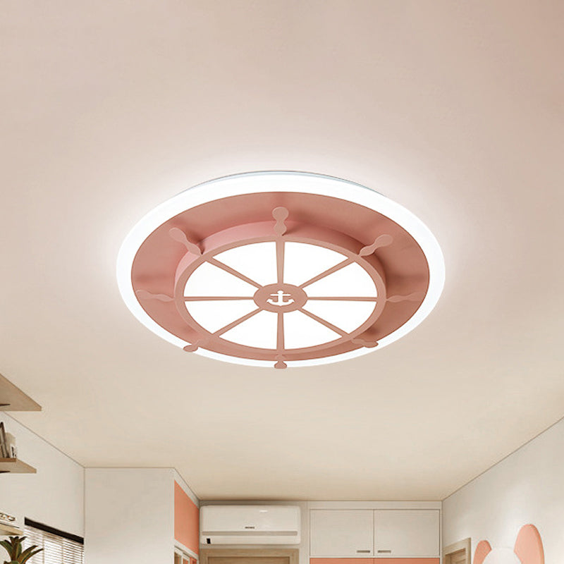 Compass Bathroom Bedroom Flush Ceiling Light Metal Nautical Ceiling Lamp with Anchor