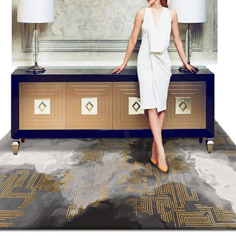 Nordic Living Room Rug Multi Colored Abstract Printed Indoor Rug Cotton Blend Non-Slip Backing Easy Care Carpet