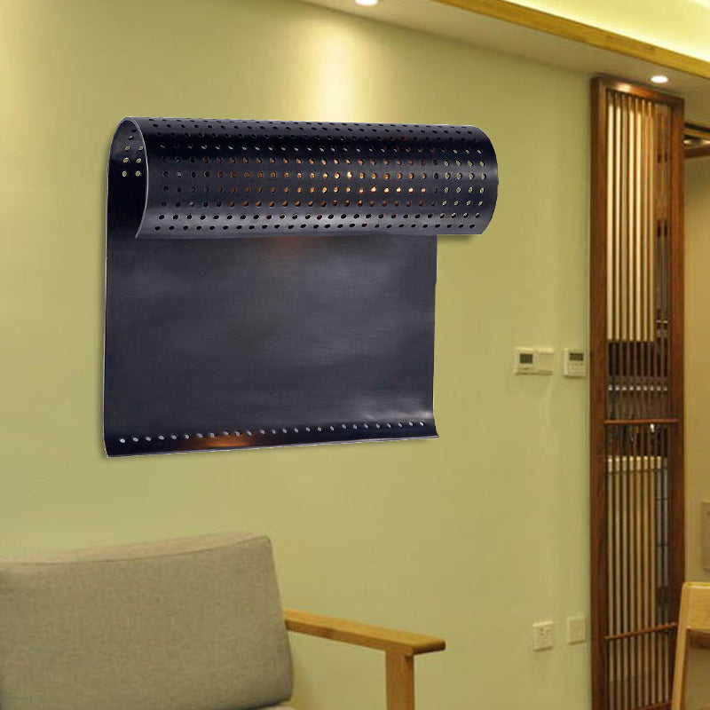 Tradizionale 1 head sconce sconce nero/oro piega per parete illuminazione montata con tonalità metallica per comodino