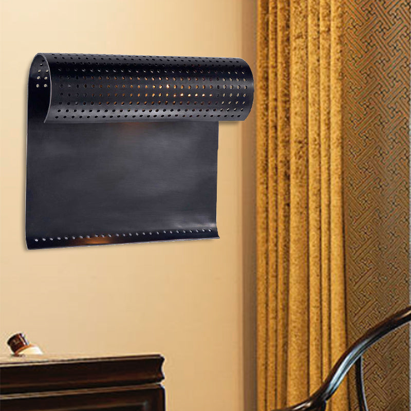 Tradizionale 1 head sconce sconce nero/oro piega per parete illuminazione montata con tonalità metallica per comodino