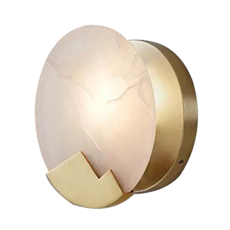 Éclairage mural à bougies traditionnels 1 lampe murale à tête 1 tête en or avec marbre rond