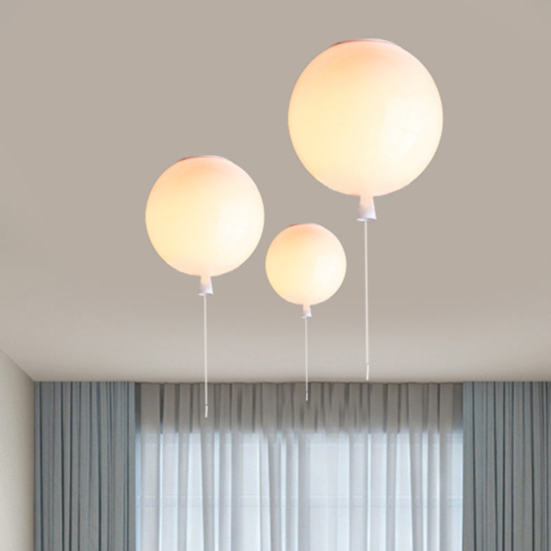 Ballon Shade Pendelleuchte Modernist Style Kunststoff 8"/10" Breite 1 Licht Wohnzimmer Deckenleuchte in Weiß