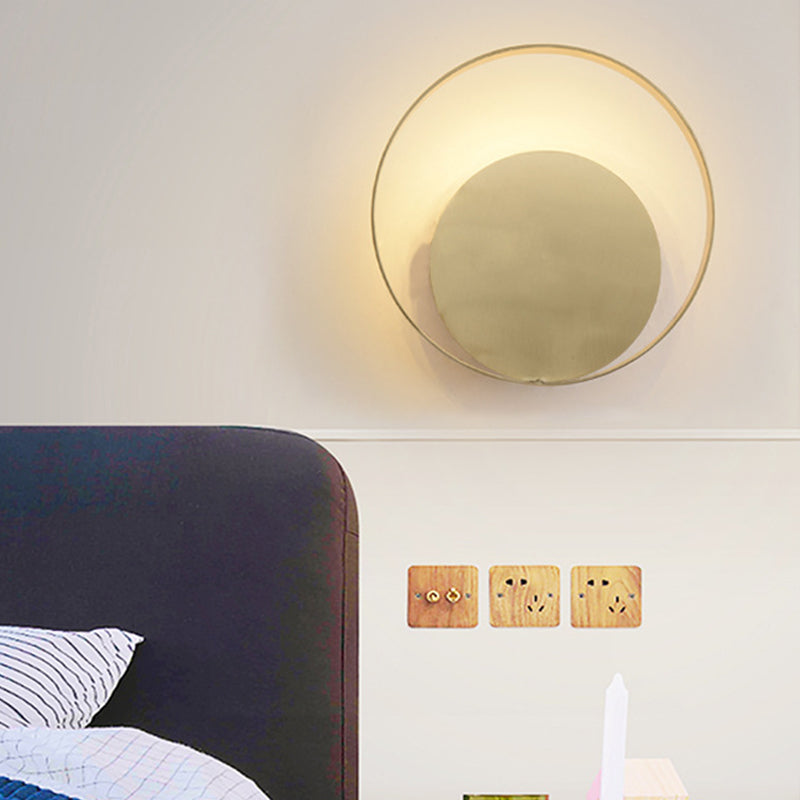 Gold Circular Wall Lighting Traditional Metal LED Light Lighting en luz cálida/blanca para sala de estar