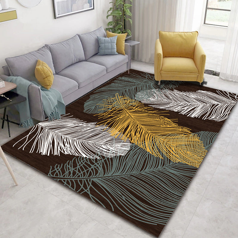 Tapis de chalet multicolore en polyester, imprimé de plantes, d'intérieur, respectueux des animaux de compagnie, facile d'entretien, lavable, pour chambre