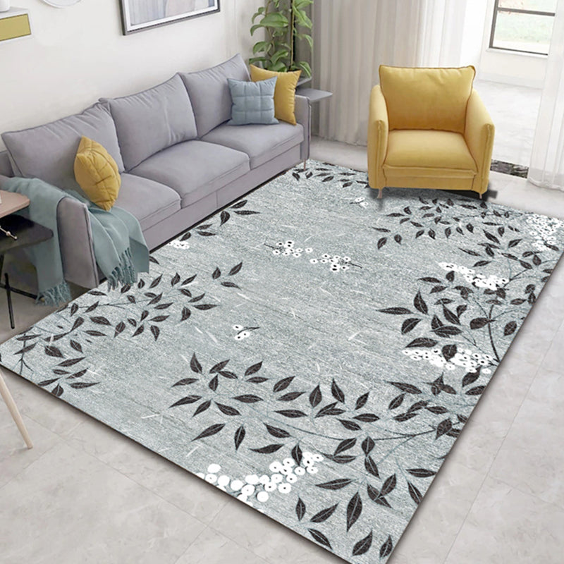 Tapis de chalet multicolore en polyester, imprimé de plantes, d'intérieur, respectueux des animaux de compagnie, facile d'entretien, lavable, pour chambre