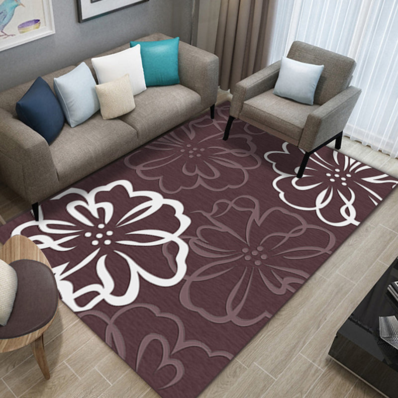 Tapis de chalet multicolore en polyester, imprimé de plantes, d'intérieur, respectueux des animaux de compagnie, facile d'entretien, lavable, pour chambre