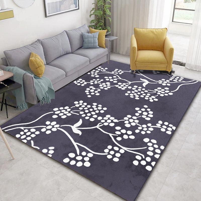Tapis de chalet multicolore en polyester, imprimé de plantes, d'intérieur, respectueux des animaux de compagnie, facile d'entretien, lavable, pour chambre