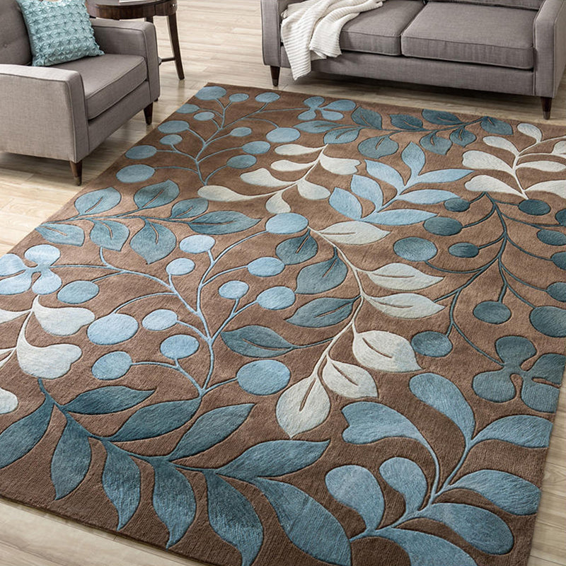 Tapis de chalet multicolore en polyester, imprimé de plantes, d'intérieur, respectueux des animaux de compagnie, facile d'entretien, lavable, pour chambre