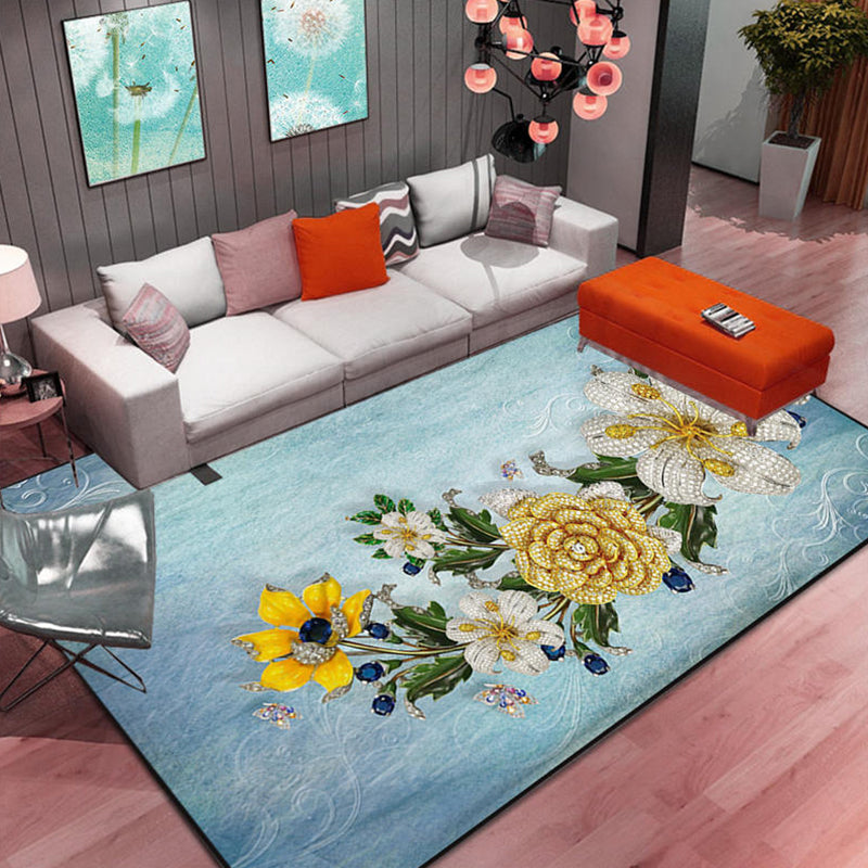 Tapis de chalet multicolore en polyester, imprimé de plantes, d'intérieur, respectueux des animaux de compagnie, facile d'entretien, lavable, pour chambre