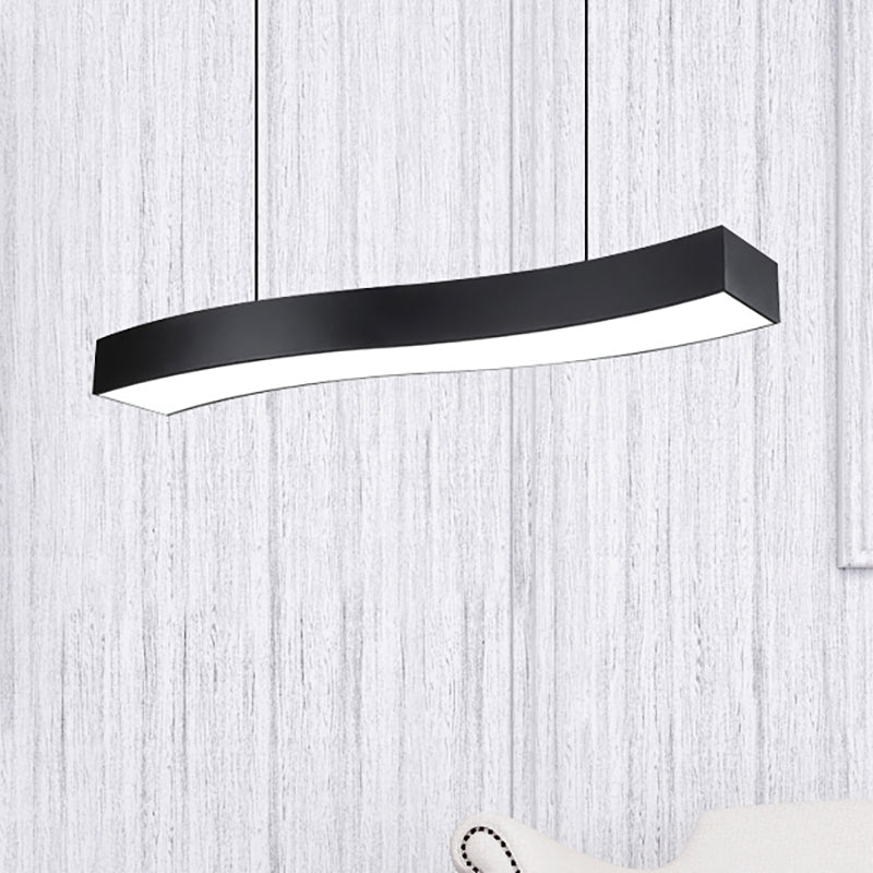 18"/23.5"/47" Wide Wave Metal Pendant Lamp Modern Led Black Ceiling Light Fixture with Recessed Diffuser