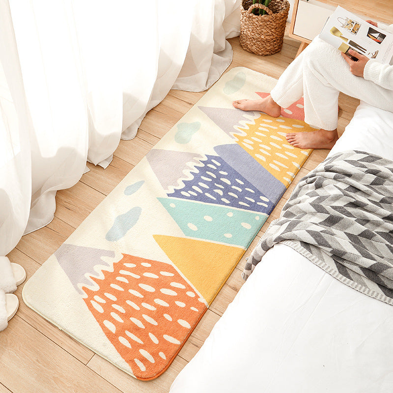 Modern handbedrukt tapijt Veelkleurig lamswollen binnentapijt Antislip achterkant Huisdiervriendelijk tapijt voor decoratie