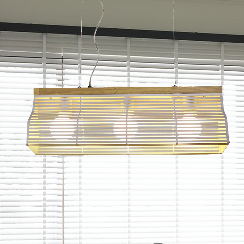 Iluminación lineal de isla lineal en blanco/negro estilo moderno de metal de 3 luces e isla de madera luz colgante para comedor