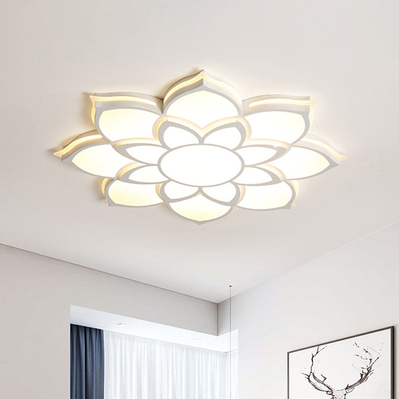 Flower Flush Mount Modern Metal White Integrated LED Living Room Ceiling Mounted Light in Warm/White, 20.5"/27"/31.5" Dia