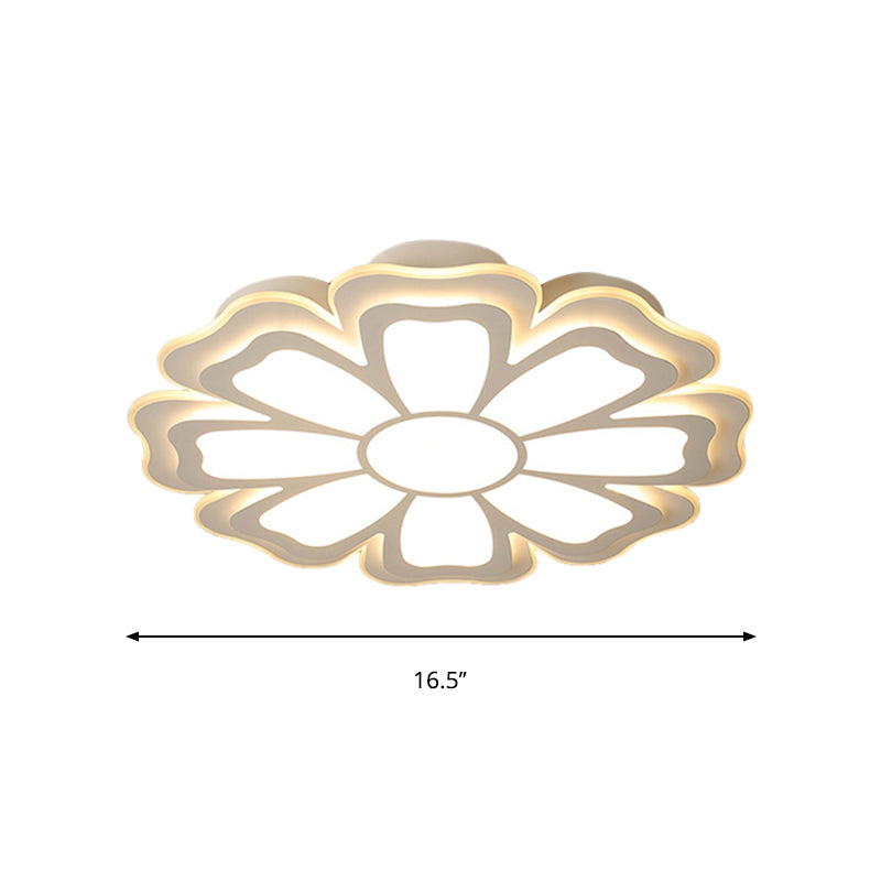 16.5 "/20.5 "/24.5" Dia Modern Creative Flower Flush Mount Luce con diffusore acrilico bianco LED Camera da letto soffitto Flush in caldo/bianco