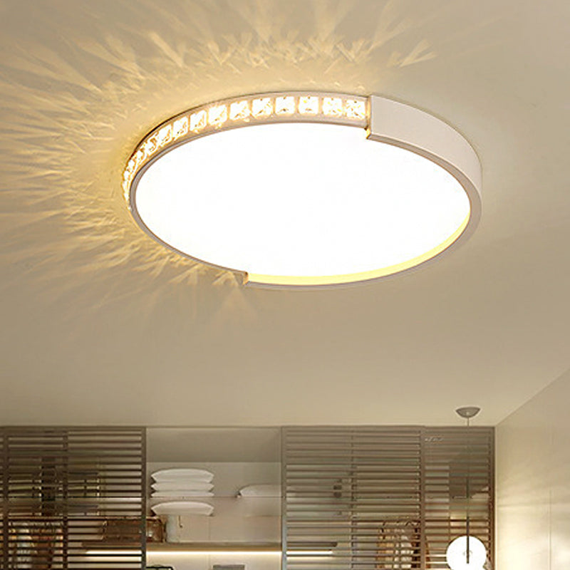 16"/19.5"/20.5" Wide Round Flush Mount Lighting Crystal LED Bedroom Living Room Flush Ceiling Light in Warm/White Light