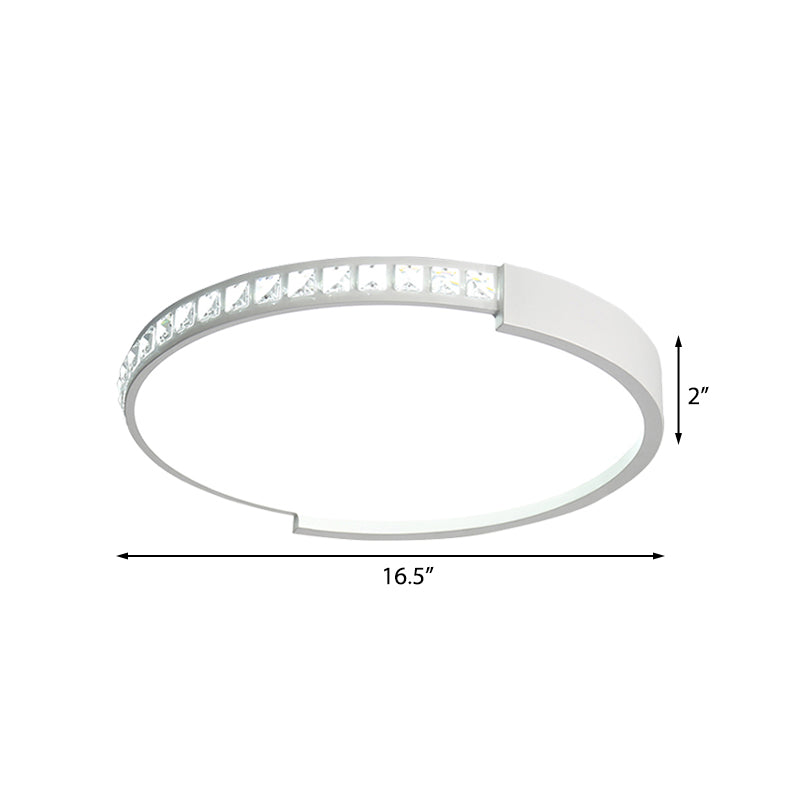 16"/19.5"/20.5" Wide Round Flush Mount Lighting Crystal LED Bedroom Living Room Flush Ceiling Light in Warm/White Light