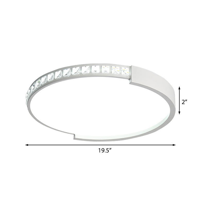 16"/19.5"/20.5" Wide Round Flush Mount Lighting Crystal LED Bedroom Living Room Flush Ceiling Light in Warm/White Light